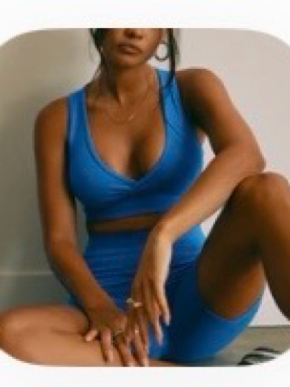 Miss Lola Electric Blue Ribbed Crop Tank and short set